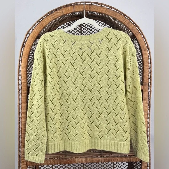 Hem & Thread Light Green Knit Sweater Open Weave Long Sleeve Size S - Picture 3 of 3